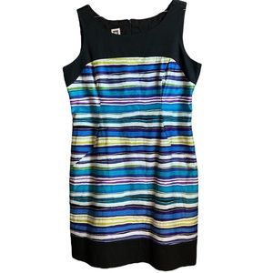 Anne Klein  colorful striped scoop neck sleeveless dress. Size 16